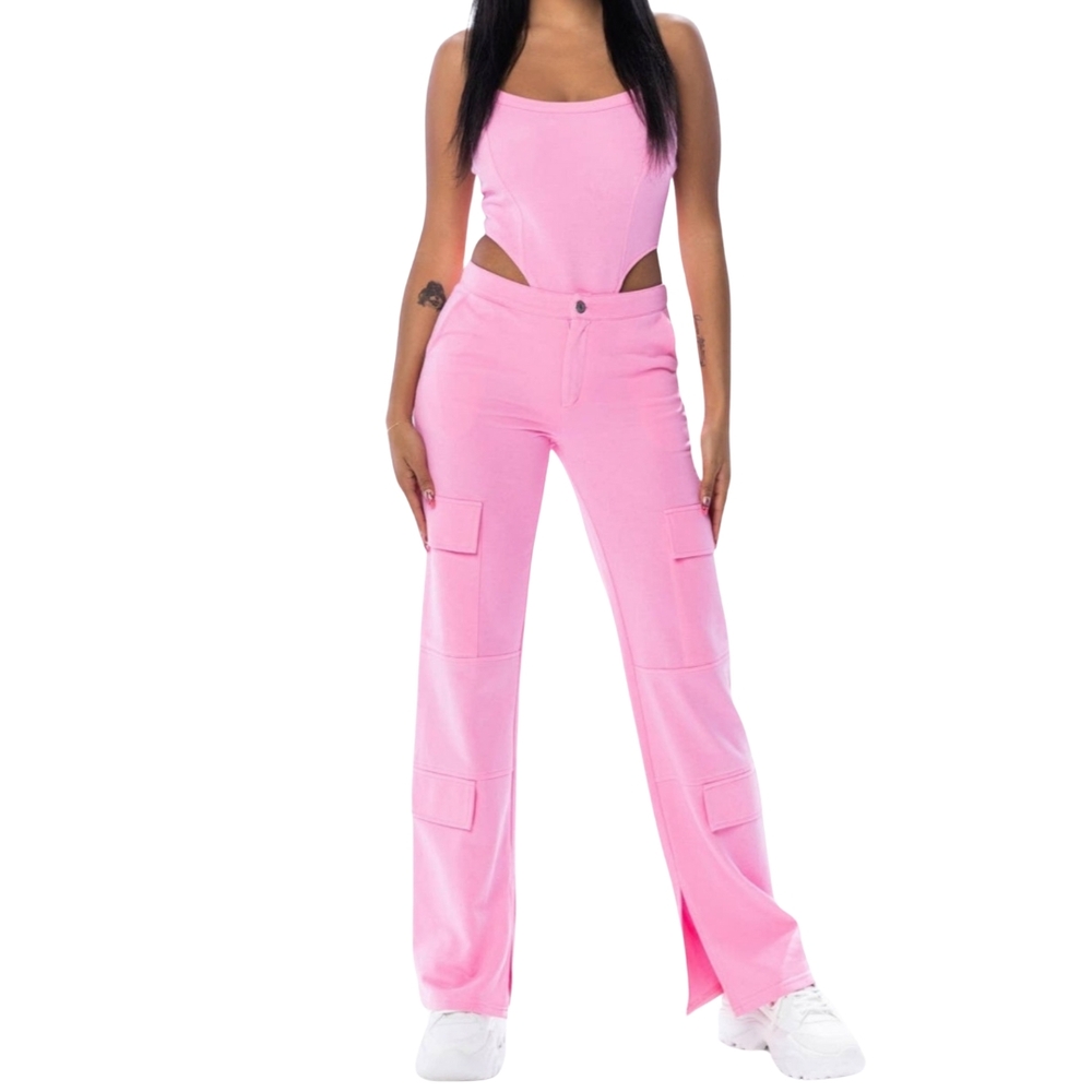 Vibrant Pink Wide Leg Cargo & Bodysuit
